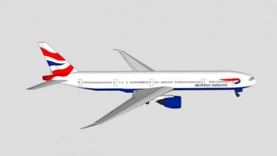 英国航空波音777客机SU模型下载_sketchup草图大师SKP模型