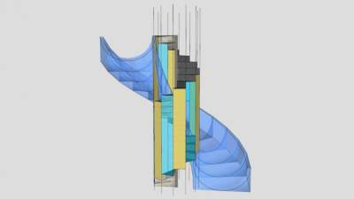 螺旋楼梯滑SU模型下载_sketchup草图大师SKP模型