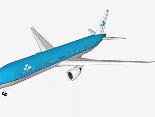 荷兰皇家航空波音777客机SU模型下载_sketchup草图大师SKP模型