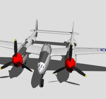 洛克希德P-38闪电截击机SU模型下载_sketchup草图大师SKP模型