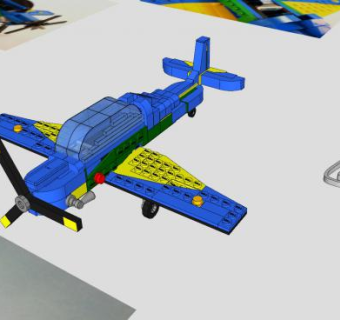 蓝色桨飞机SU模型下载_sketchup草图大师SKP模型