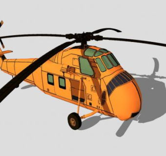 橙色S-58直升机SU模型下载_sketchup草图大师SKP模型