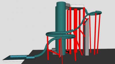 带滑梯升水机SU模型下载_sketchup草图大师SKP模型