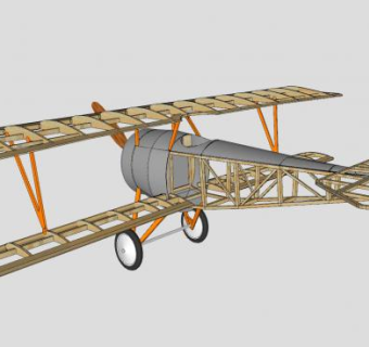 莱特型双翼机SU模型下载_sketchup草图大师SKP模型