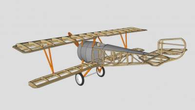 莱特型双翼机SU模型下载_sketchup草图大师SKP模型