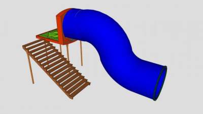 带楼梯游乐场滑梯SU模型下载_sketchup草图大师SKP模型