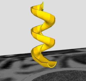 螺旋黄色游乐滑梯SU模型下载_sketchup草图大师SKP模型