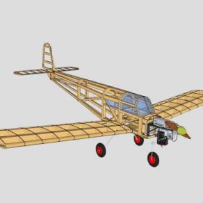 单翼飞机机架SU模型下载_sketchup草图大师SKP模型