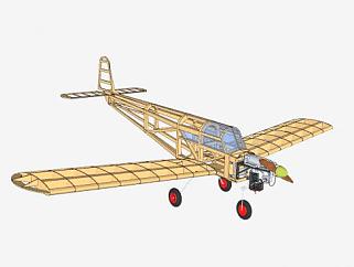 单翼飞机机架SU模型下载_sketchup草图大师SKP模型