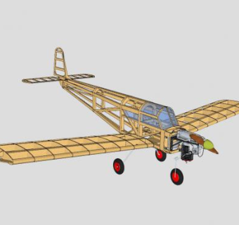 单翼飞机机架SU模型下载_sketchup草图大师SKP模型