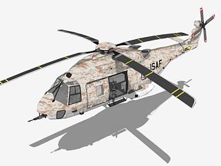 NH90直升机SU模型下载_sketchup草图大师SKP模型