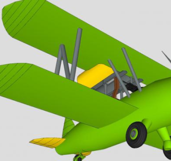 绿色双翼机SU模型下载_sketchup草图大师SKP模型