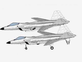 双架拦截飞机SU模型下载_sketchup草图大师SKP模型