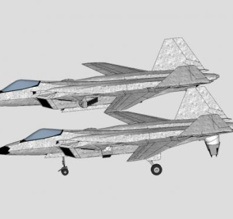 双架拦截飞机SU模型下载_sketchup草图大师SKP模型