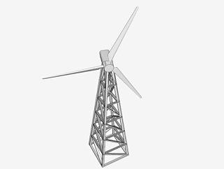 风力涡轮机SU模型下载_sketchup草图大师SKP模型