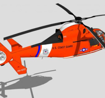 HH-65海豚直升机SU模型下载_sketchup草图大师SKP模型