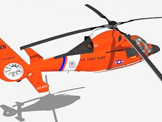HH-65海豚直升机SU模型下载_sketchup草图大师SKP模型