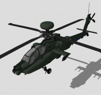 WAH-64阿帕奇直升机SU模型下载_sketchup草图大师SKP模型
