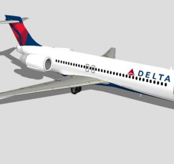 达美航空波音717客机SU模型下载_sketchup草图大师SKP模型