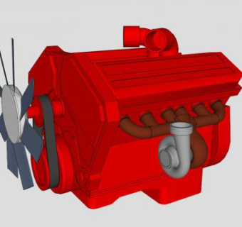 康明斯红色设备SU模型下载_sketchup草图大师SKP模型