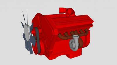 康明斯红色设备SU模型下载_sketchup草图大师SKP模型