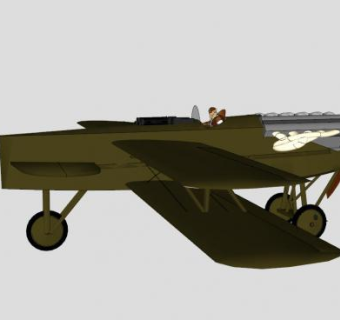 一战双翼涡桨飞机SU模型下载_sketchup草图大师SKP模型
