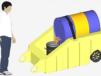 工业容器桶防溢装置SU模型下载_sketchup草图大师SKP模型