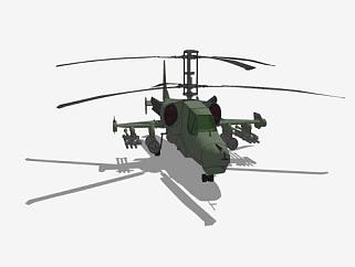 卡-50黑鲨直升机SU模型下载_sketchup草图大师SKP模型