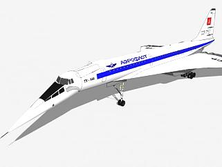 图-144超音速客机SU模型下载_sketchup草图大师SKP模型