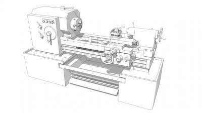 工业设备车床SU模型下载_sketchup草图大师SKP模型