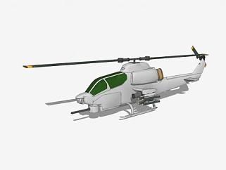 AH-1W直升机SU模型下载_sketchup草图大师SKP模型