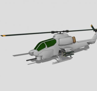 AH-1W直升机SU模型下载_sketchup草图大师SKP模型