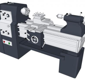 工业设备黑色车床SU模型下载_sketchup草图大师SKP模型