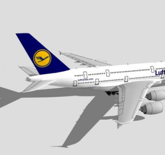 汉莎航空A380飞机SU模型下载_sketchup草图大师SKP模型