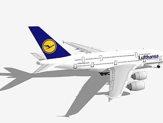 汉莎航空A380飞机SU模型下载_sketchup草图大师SKP模型