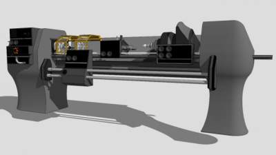 金属车床设备SU模型下载_sketchup草图大师SKP模型