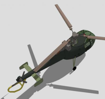 SA319云雀Ⅲ直升机SU模型下载_sketchup草图大师SKP模型