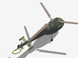 SA319云雀Ⅲ直升机SU模型下载_sketchup草图大师SKP模型