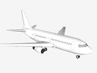 波音737白色飞机SU模型下载_sketchup草图大师SKP模型