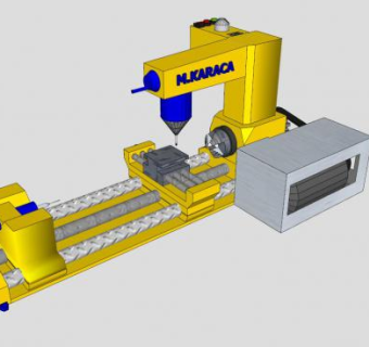 工业设备黄色车床SU模型下载_sketchup草图大师SKP模型