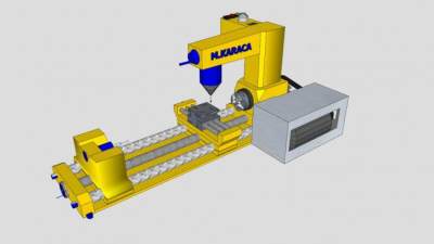 工业设备黄色车床SU模型下载_sketchup草图大师SKP模型