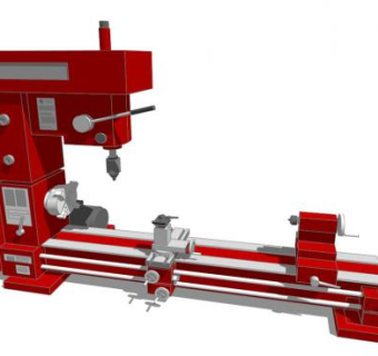 金属车床立式铣床SU模型下载_sketchup草图大师SKP模型