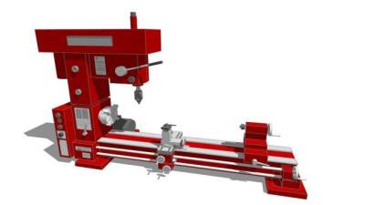 金属车床立式铣床SU模型下载_sketchup草图大师SKP模型