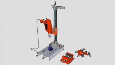 工业支持钻孔SU模型下载_sketchup草图大师SKP模型
