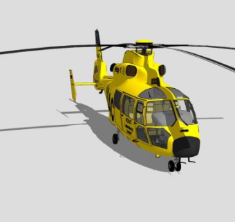 SA365海豚直升机SU模型下载_sketchup草图大师SKP模型