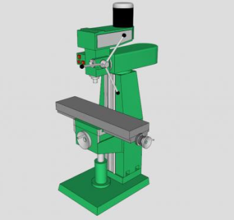 工业绿色铣床SU模型下载_sketchup草图大师SKP模型