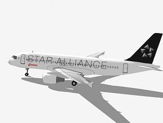 汉莎航空A320客机SU模型下载_sketchup草图大师SKP模型