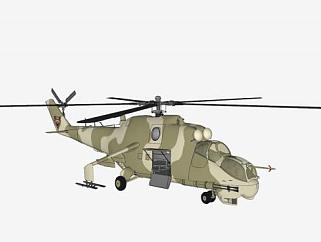 <em>米</em>-24直升机SU模型下载_sketchup草图大师SKP模型