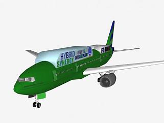 航空波音777客机SU模型下载_sketchup草图大师SKP模型