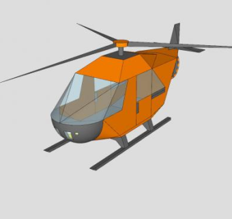 橙色直升机SU模型下载_sketchup草图大师SKP模型